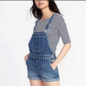 Old navy short denim overalls dark wash size M
